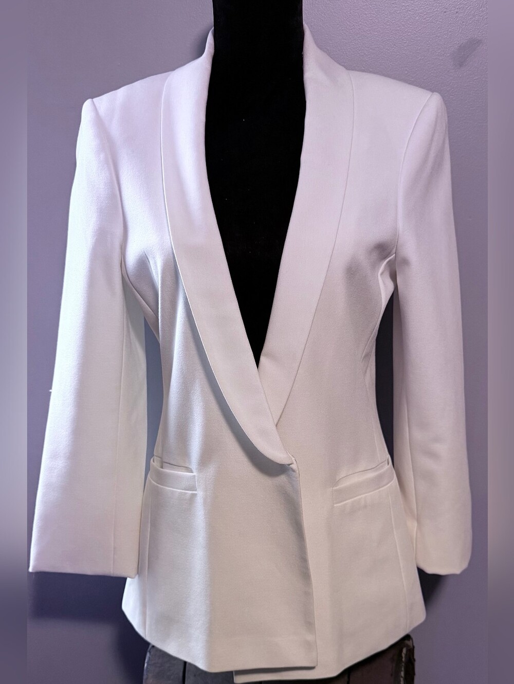 ASOS Cream Shawl Collar Blazer With Cut Open Back And Design